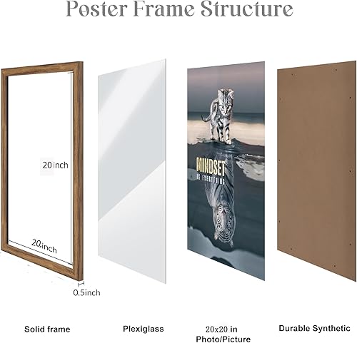 Vista 492 de Marco gris rústico de 18 x 24 pulgadas, marco para póster de 18 x 24 pulgadas, color gris envejecido, grande, retro, natural, 24 x 18 pulgadas