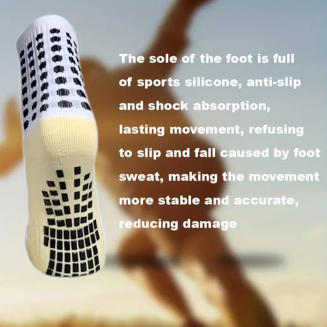 Non-Slip Athletic Socks with Grippers, White, Kids Soccer Training Socks