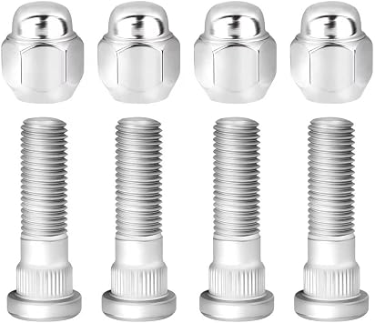 4 Set Wheel Stud Bolt Kit,M12x1.5 Wheel Bolts & Wheel Lug Nuts OEM#52950-14140,52950-M1000 for Front/Rear Wheel,Compatible with Hyundai Santa Fe Sonata,Kia Rio Sportage 4PCS