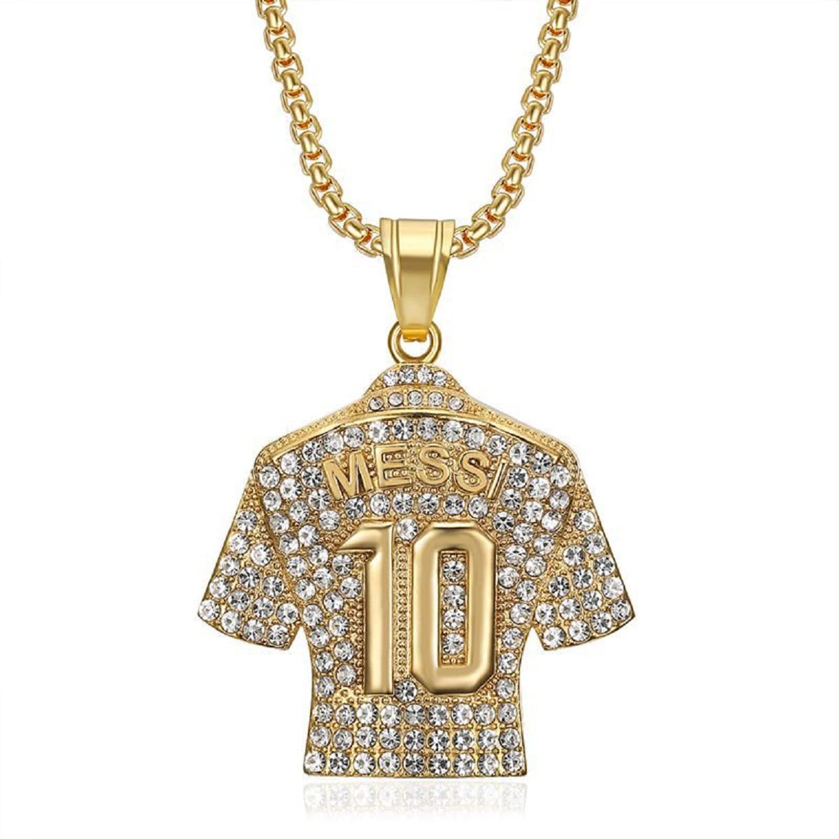10 Pendant Jersey Soccer Necklace for Men - Rock Number 10 Soccer Pendant, Iced Out Sports Jewelry