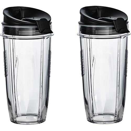 Nutri Ninja 24-Ounce BPA-Free Tritan Cup with Spout Lid, 2-Pack, XSK2424, Compatable with: BL45x/BL48x/BL49x/BL64x/BL68x/BN4xx/BN75x/BN8xx/BR6xx/ SS1xx/SS15x/SS3xx/SS4xx/CB1xx/CB3xx/CB4xx/TB3xx/TB4xx