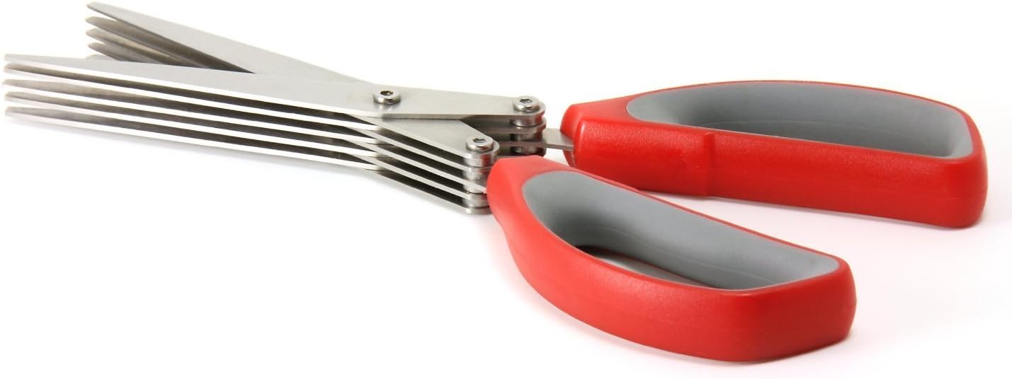 PRITAM Branded Multi-Functional Stainless Steel Kitchen Knives 5 Layers Scissors Cut Herb Spices Cooking Tools Vegetable Cutter With Cleaning Brush