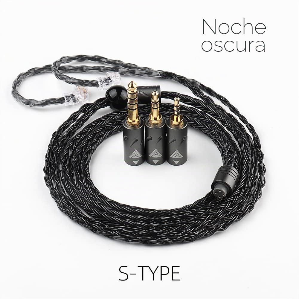 Linsoul QKZ Q1 MAX,Cable de repuesto para auriculares de alta fidelidad de 16 soportes, 352 núcleos, con enchufe intercambiable de 2.5 mm/3.5 mm/4.4 mm para audiófilo (negro, tipo S)