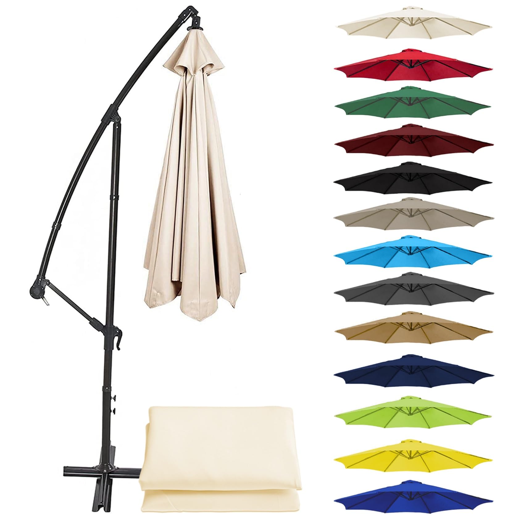 Canopy - Sun Umbrella Replacement Cloth For Outdoor Patio Table Umbrella Replacement Cover, Cantilever Parasol Top Fabric Cover Sunshade Cloth, UV 50+ Garden Parasol Replacement Canopy(Beige,350CM(11.