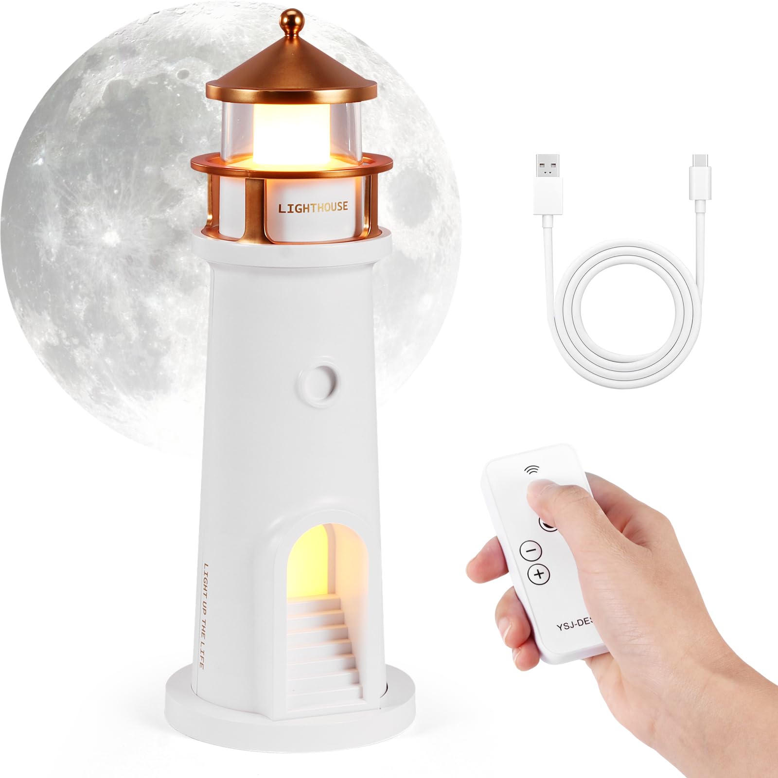 Lighthouse Projection Lamp with Bluetooth Speaker & Remote – Star & Moon Light Show Night Light, Solar-Inspired Lighthouse Décor for Bedroom, Living Room, Party Ambience