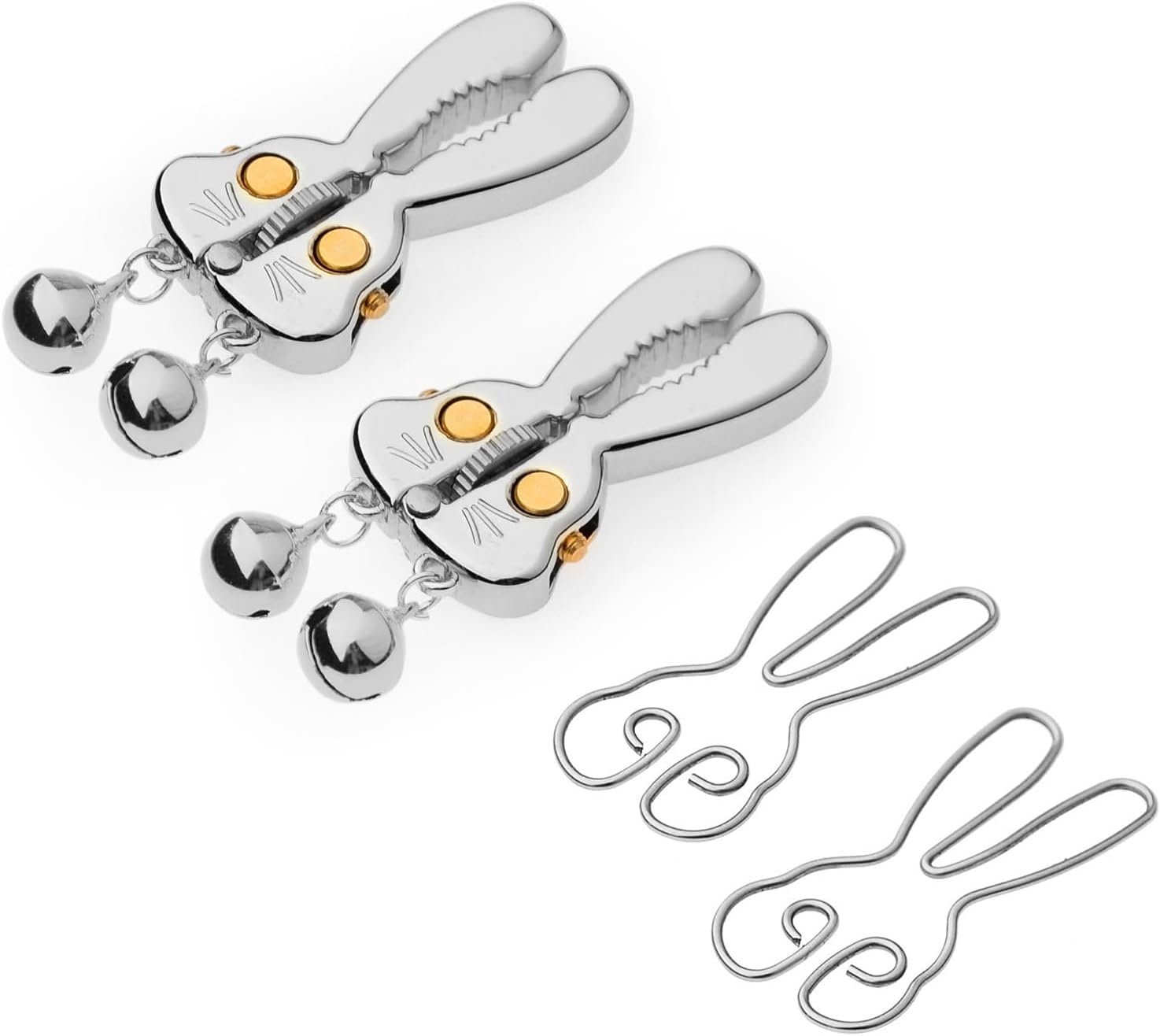 BDSM Stainless Steel Nipple Clip Set Adjustable Sex Non Piercing Nipple Clamps Fetish Bondage Vaginal Stimulator Adult Sex Toys (Silver)