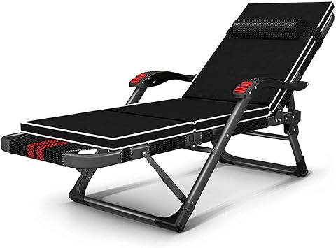 Outdoor Folding Beach Recliner,Zero Gravity Recliner Loungers,Garden Deck Massage Handrail, Long Adjustable Patio Chair