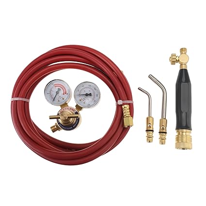 BTSHUB 5 Pcs Air Acetylene Kit, Torch Kit Swirl, Including1 Acetylene Regulator CGA 200 Weld Gas Welder, Standard Hose, and Fitting