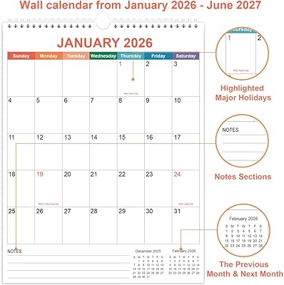 2026 Calendar - Wall Calendar 2026-2027 From January Jamaica