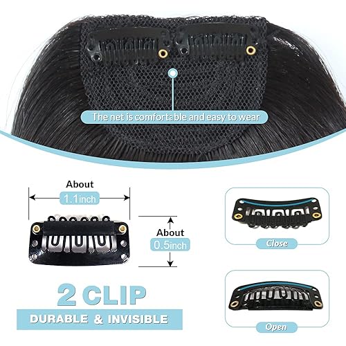 Miniatura 10 de Shinon Flequillo lateral grueso con clip, cabello humano real, flequillo, extensiones de flequillo barrido, extensiones de flequillo de aspecto