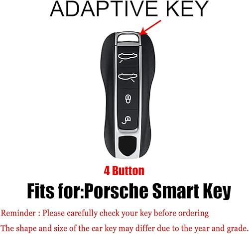 Miniatura 2 de HIBEYO Funda de cuero para llavero inteligente, funda de protección completa compatible con Porsche 911 Cayenne Macan Panamera Taycan 3 4 botones, 4