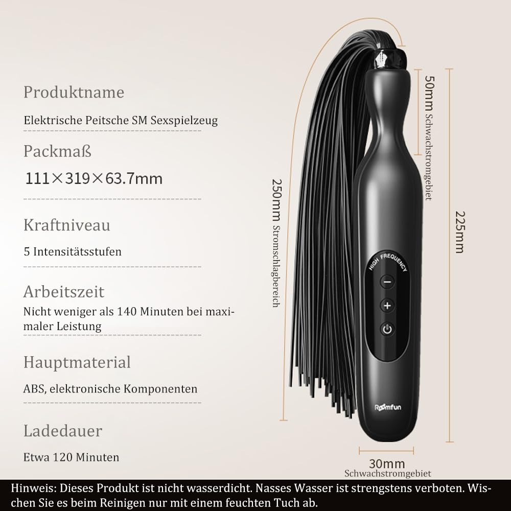 Elektroschock-Stab Sexuelle Elektrostimulation Elektropeitsche mit 5 Intensität, SM Foltergerät Massagestab Stimulator E-stim Erotik Sexspielzeug für Männe Frau Paar
