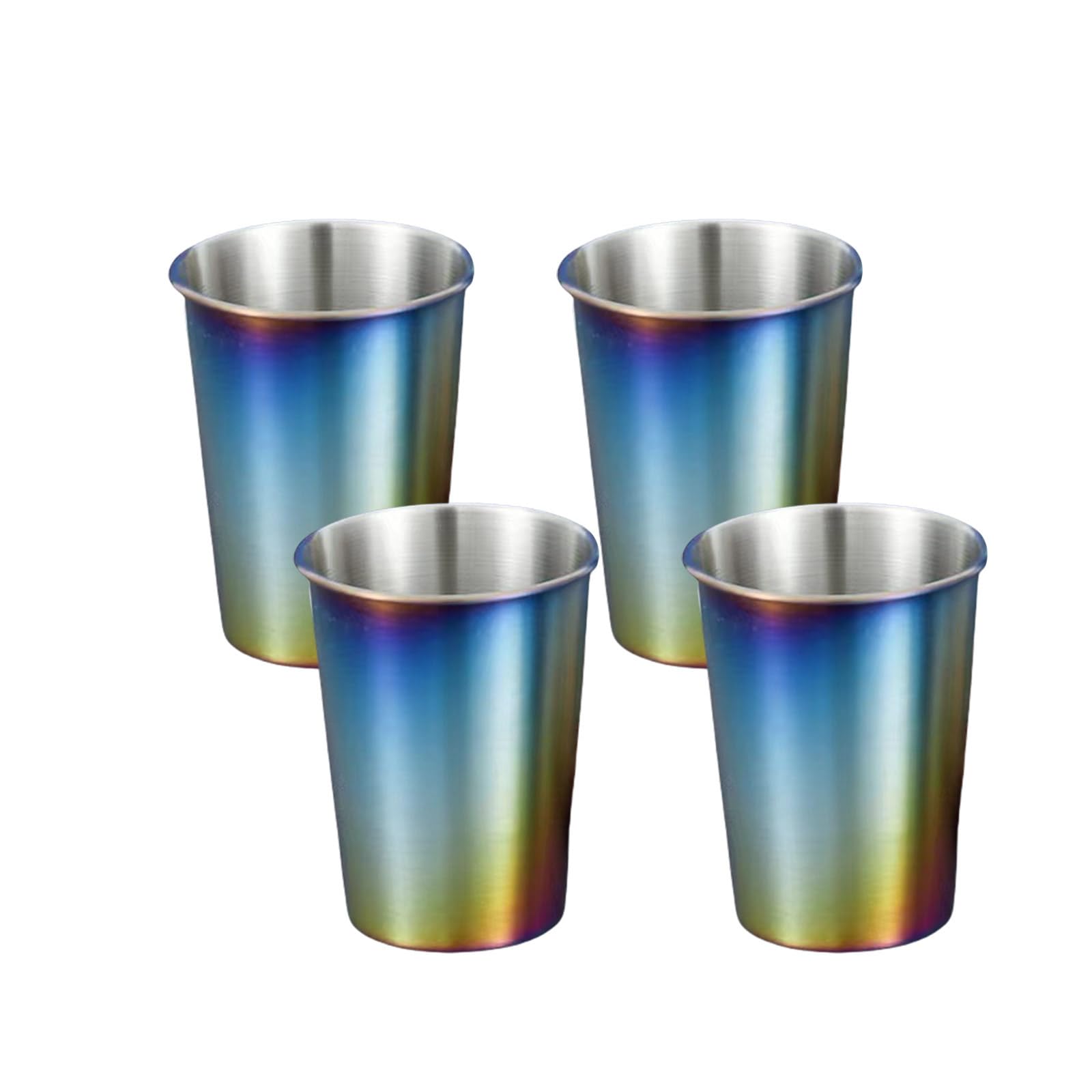 Elnwnnkc 4 Pack Stainless Steel Cups Stackable Coffee Tumblers Metal Drinking Glasses Milk Mug Drinkwares for Camping Travel Dishwasher Safe Metal Cups