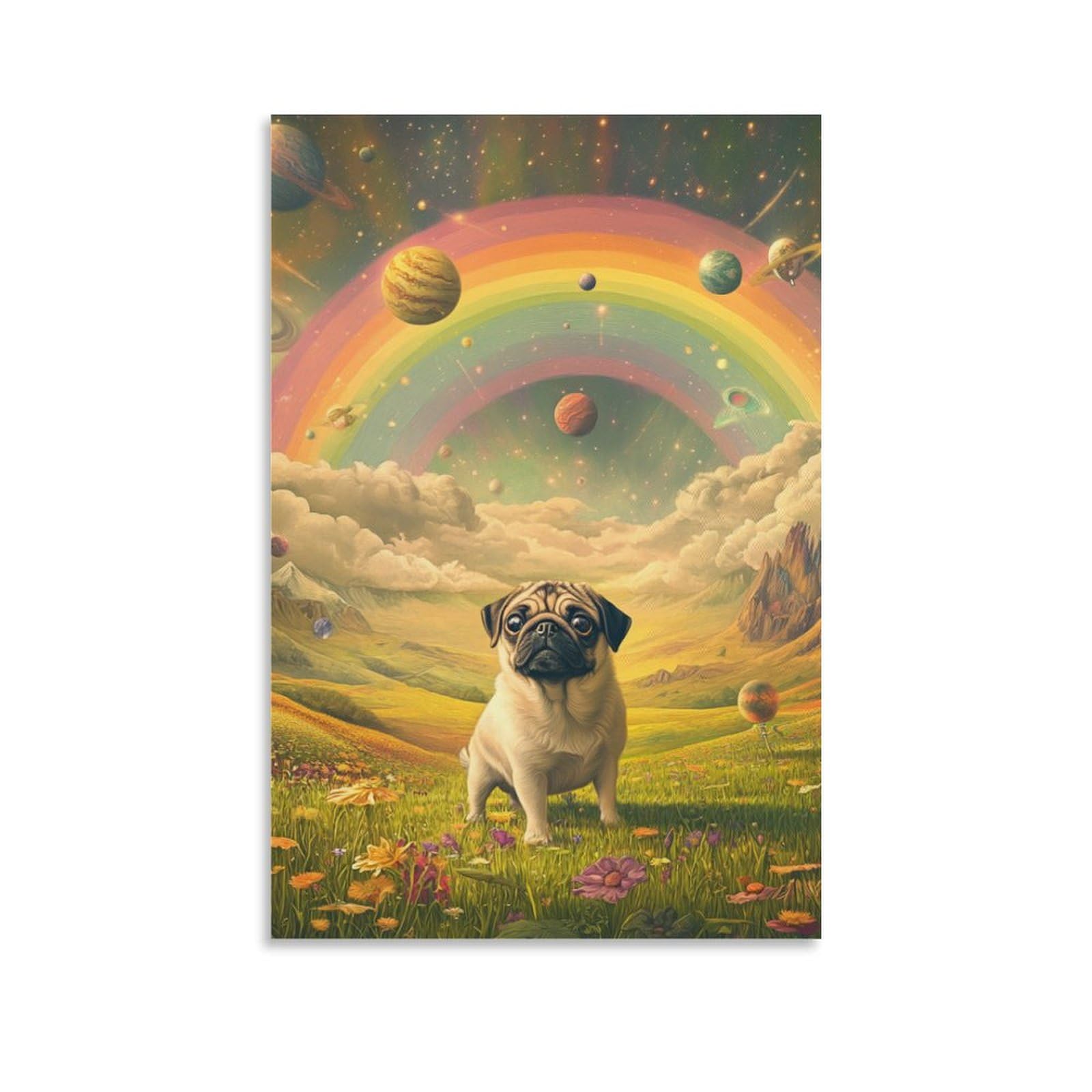 Cuadro en lienzo de bulldog francés 50x75cm para decoración moderna de salón 6