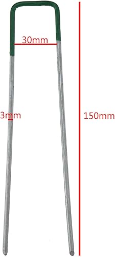 Miniatura 7 de 50 grapas de jardín medio verde en forma de U clavijas de césped artificial pasadores de césped de metal galvanizado