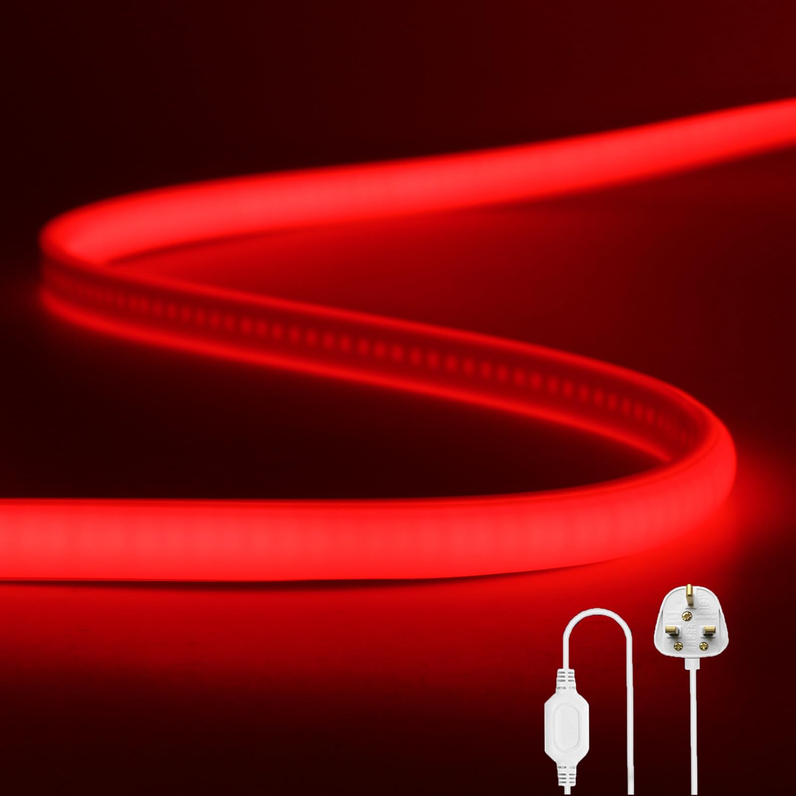 Wisada Flexible COB LED Strip Light [2M, Red],288 LEDs/m Cuttable FCOB LED Neon String Light,AC220-240V,DIY Design,IP65 Waterproof Fairy Lights for Home and Shop Decorative Lighting — image 1