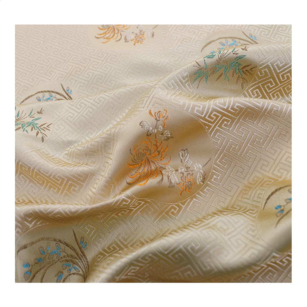 Goonsds L Brocade Silk Fabric Satin Flower Fabrics For Sewing Materia For Diy Dress Fabric Wedding Costume,