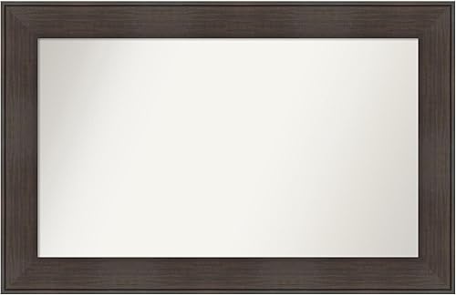 Amanti Art Espejo de baño marrón para sobre el fregadero, 27 x 42 pulgadas, espejo de tocador rectangular de veta de madera rústica William, marco