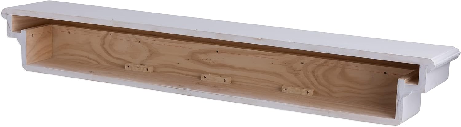 DOGBERRY 60" French Corbel Mantel | Floating Fireplace Mantel | Rustic Wood Shelf | Perfect for Electric Fireplaces and Décor | Modular Design 3 in 1 Design | Corbel Bracket Arches Included - White