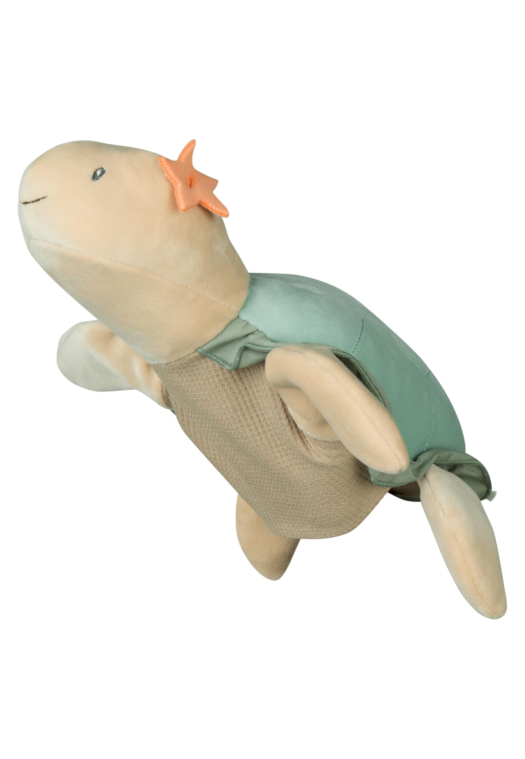 Sterntaler Soft Fleece Turtle Hand Puppet Kids Baby Toy Padded Polyester Wadding Ruffle Detail 30×30×8.5cm - Powder Green