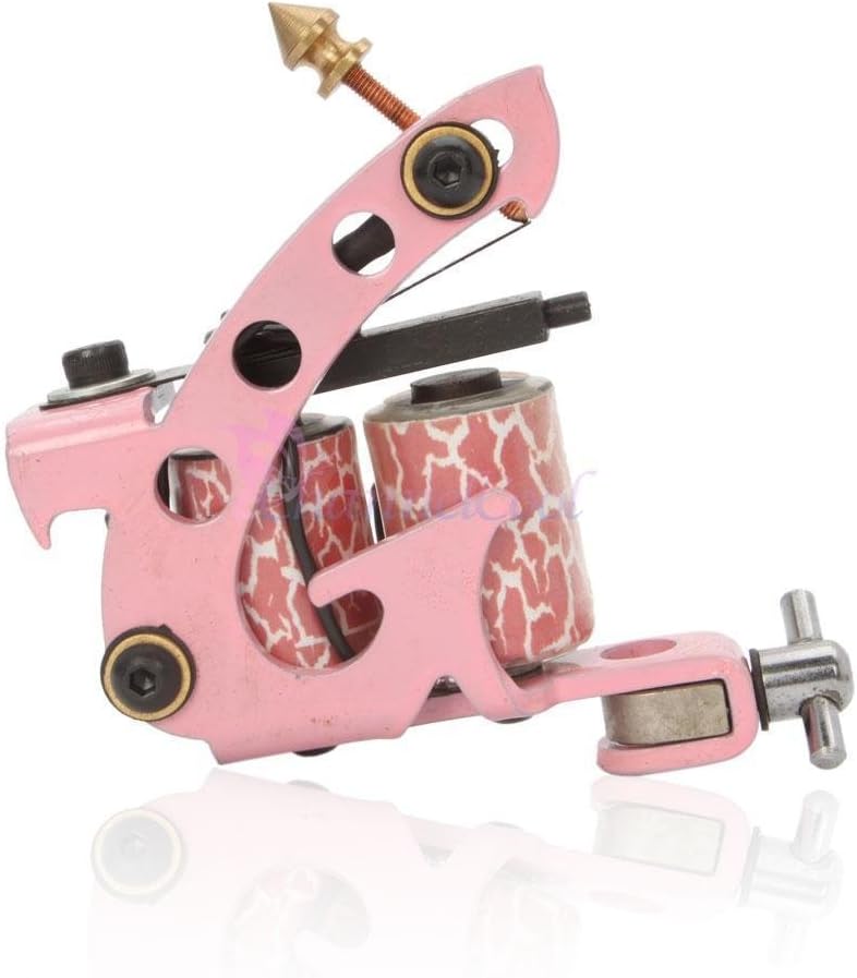 NEW Pro 10 Wrap Coils Tattoo Machine Gun Supply Set for Liner & Shader - Pink