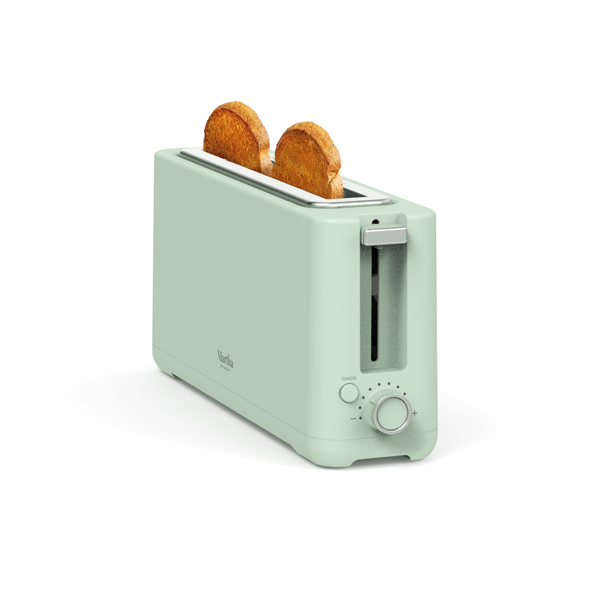 Photo 1 of Martha Stewart 2 Slice Long Slot Toaster, Extra Wide for Sourdough & Bagels, 10 Setting Shade Control, Removable Crumb Tray, Self-Centering Design, Defrost/Reheat, Cancel, Slim Space-Saving, Honeydew