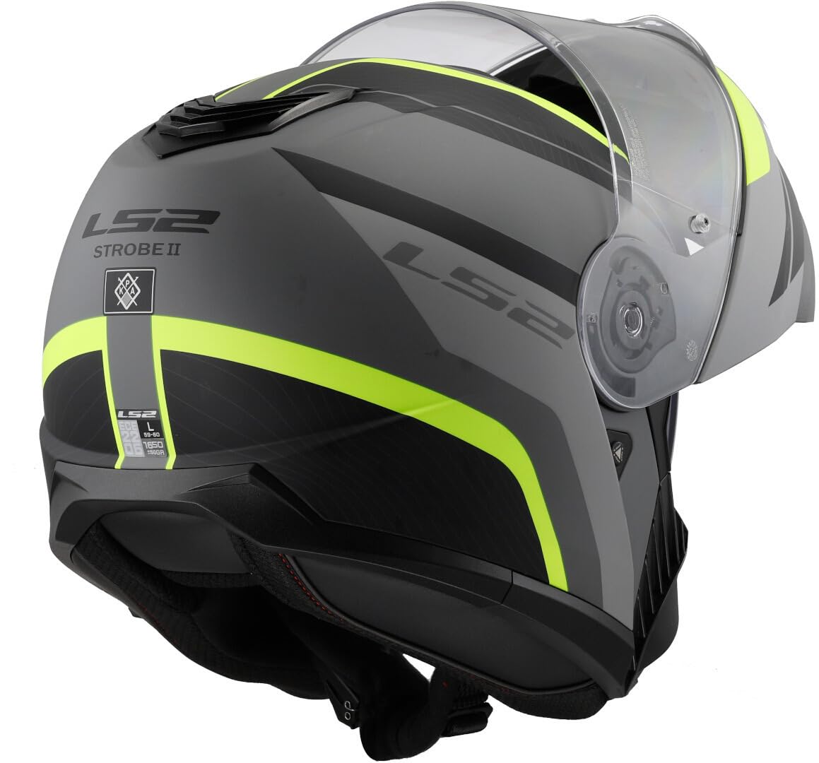 LS2, Casco Moto Modular STROBE II MONZA Matt Black H-V Yellow, L
