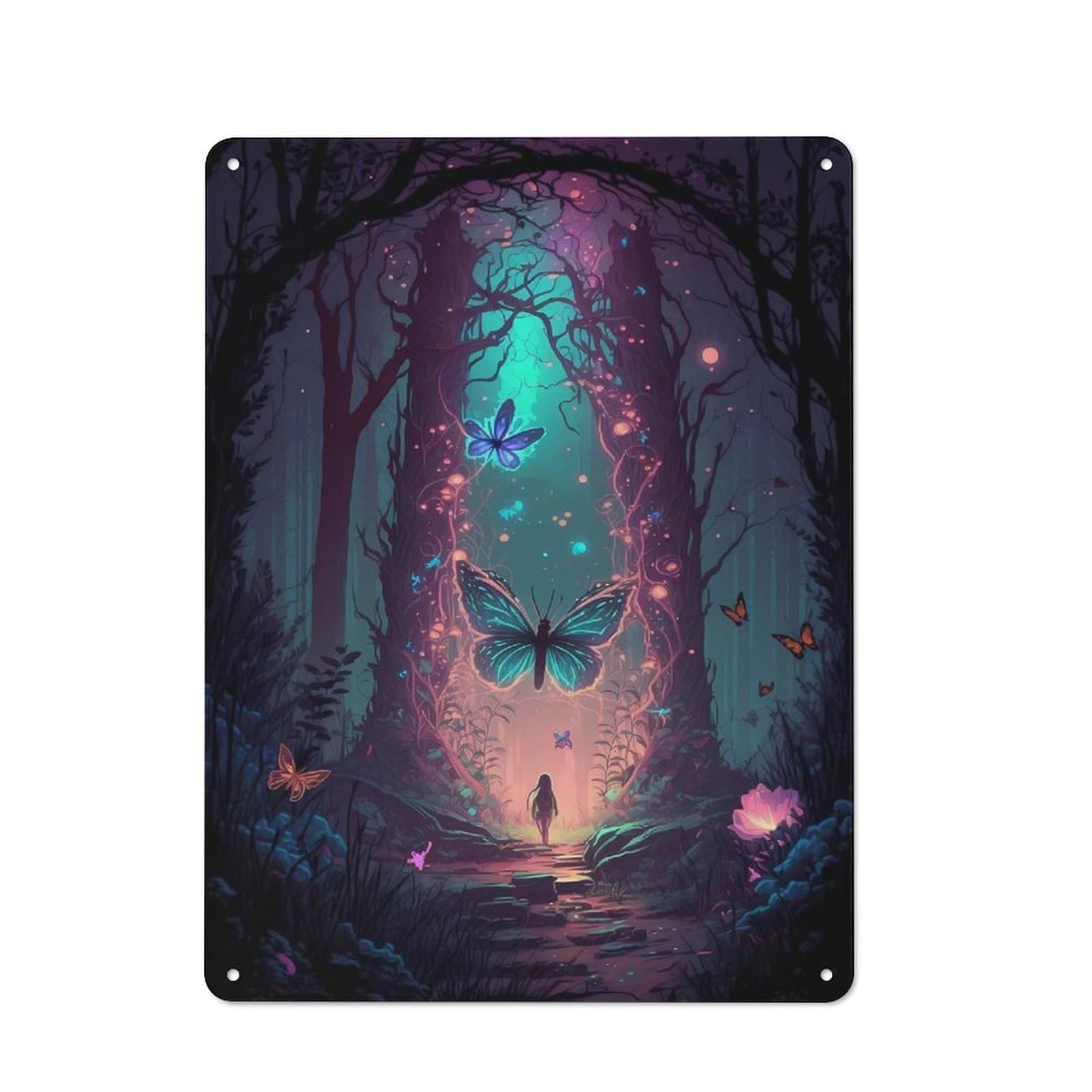 Junmoney Style-2 Metal Wall Sign 40X30cm Featuring Butterfly Mystical For Café Or Restaurant, A New Home Present For Hospitality Interior Collectors