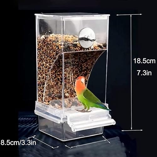 Miniatura 5 de Comedero automático para pájaros sin ensuciar, contenedor de acrílico transparente para tortolitos pequeños y medianos, periquitos, canarios,