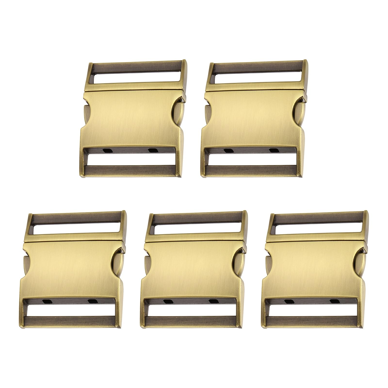sourcing map 5pcs Metal Quick Side Release Buckles 1-1/4"(31.6mm) Zinc Adjustable Quick Release Buckle Replacement Snaps Clips Clasps for Backpack Straps Fanny Pack Dog Collars, Brushed Bronze