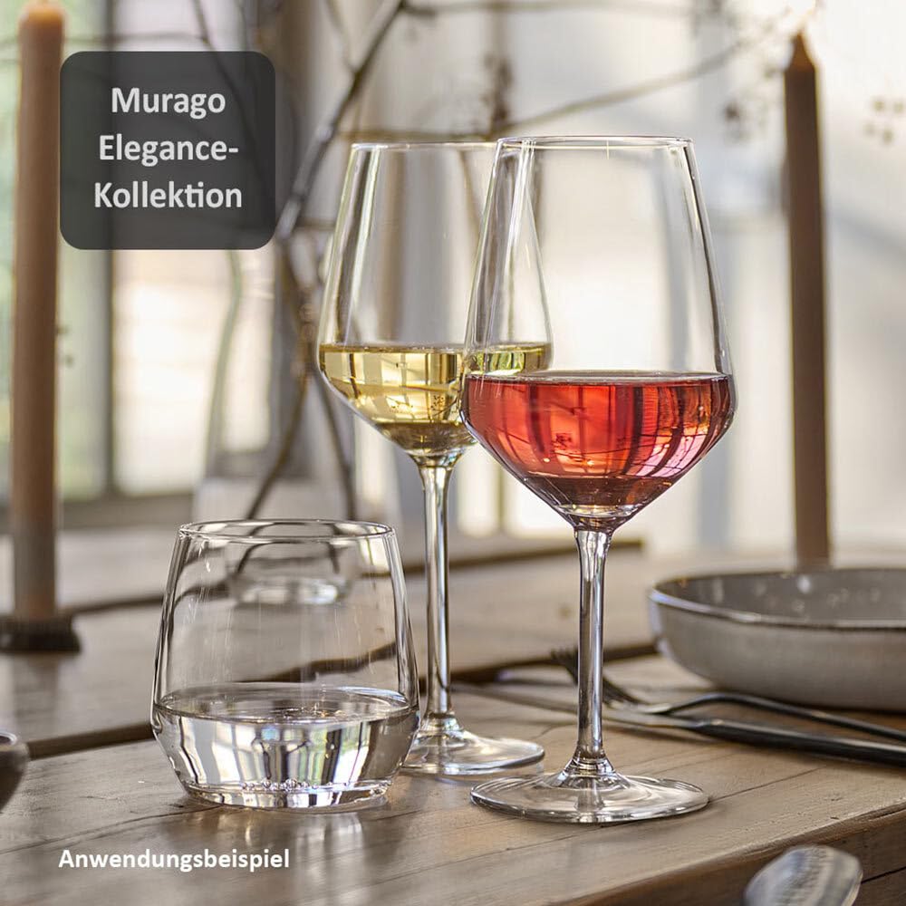 Murago - 24er Set Rotweingläser Elegance ca. 530 ml - Rotweinglas Weinglas Weingläser groß bauchig hochwertig für Wein 24 Stück spülmaschinenfeste Gläser für Rotwein Geschenk Wein Set