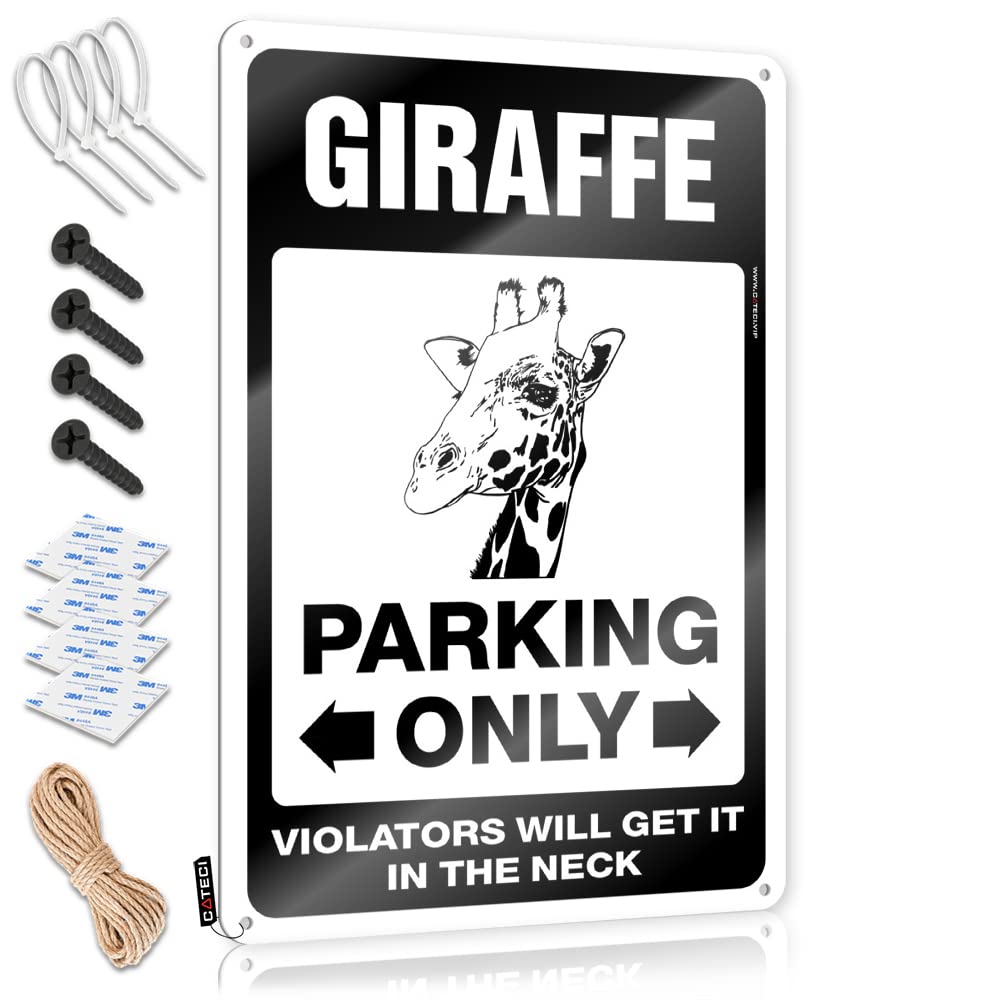 KRAZMURONGD Tin Sign Decor Giraffe Parking Only Tin Sign Funny Metal Signs Decor Funny Sogns