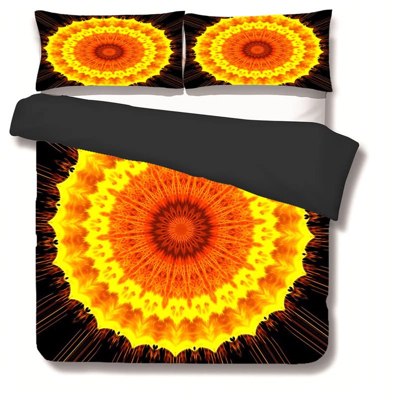 Housse de couette 240 x 260 mandala noir microfibre 110g parure de lit adulte zip - 4