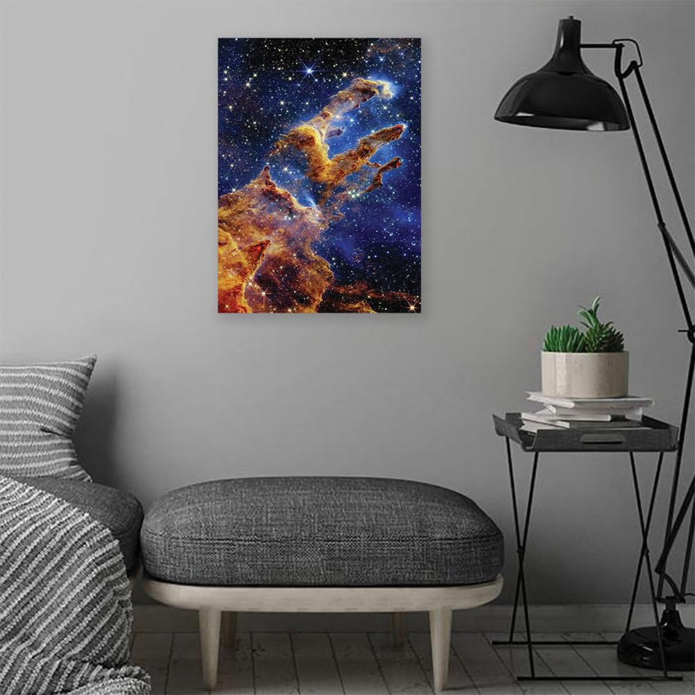 VERRE ART Printed Framed Canvas Painting for Home Decor Office Wall Studio Wall Living Room Decoration (14x22inch Wrapped) - James Webb Space Telescope - Pillars of Creation