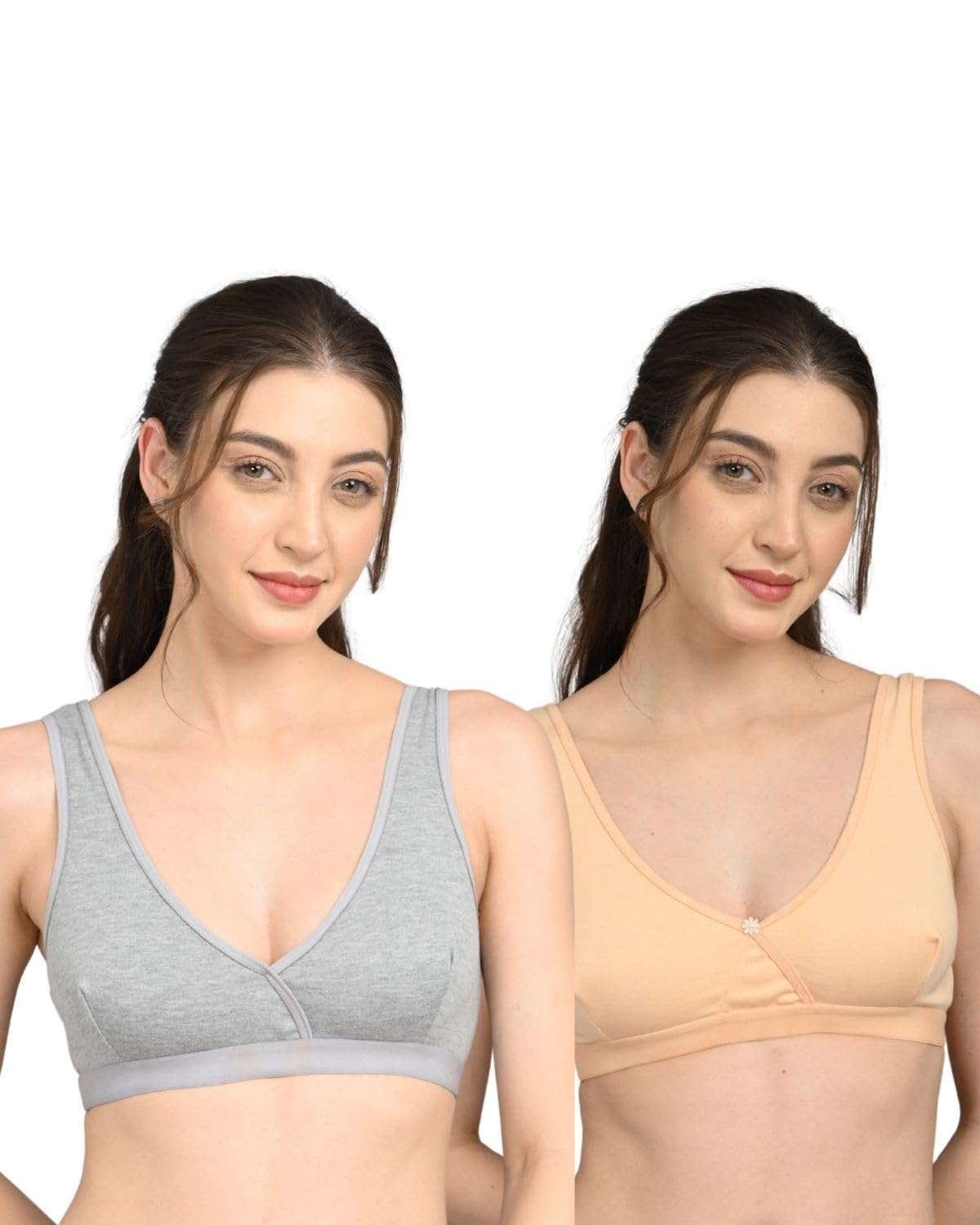 so glamy Women's Non-Padded Sports Bra, White and Black, Soft Fabric, Wide Support Strap, V-Neck, Pack of 2-picture-30