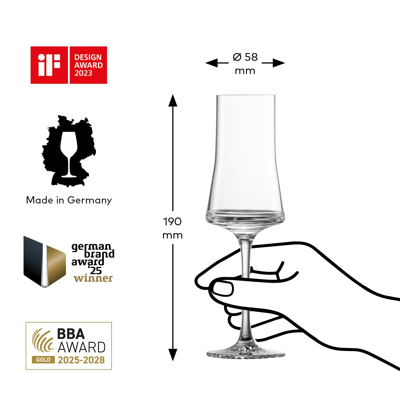 ZWIESE GLAS Echo, nowoczesne kieliszki do wódki z trzonkiem do grappy, nadają się do mycia w zmywarce, Made in Germany (nr art. 123386)