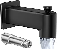 KES All-Metal Black Tub Spout Diverter 5-3/8" with Stainless Steel Extension - Fits 1/2" Copper Pipe, PTSN300-BK Leak-Proof Bath Faucet