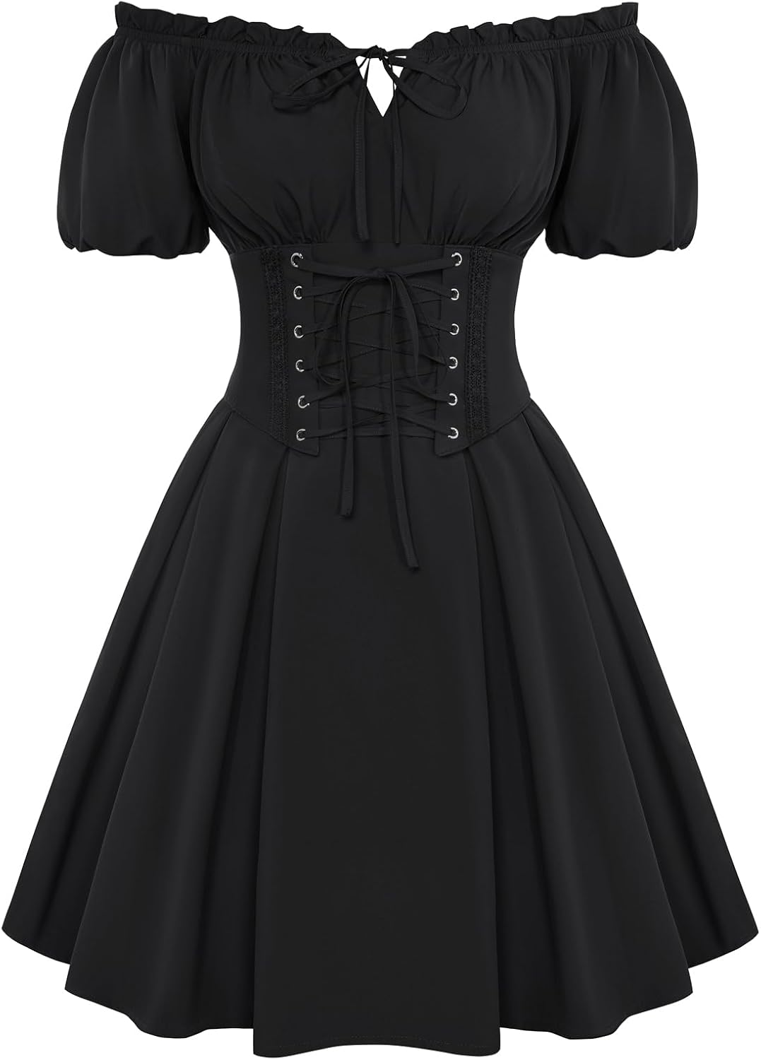Scarlet Darkness Corset Dress for Women Renaissance Off Shoulder Midi Fairy Dress