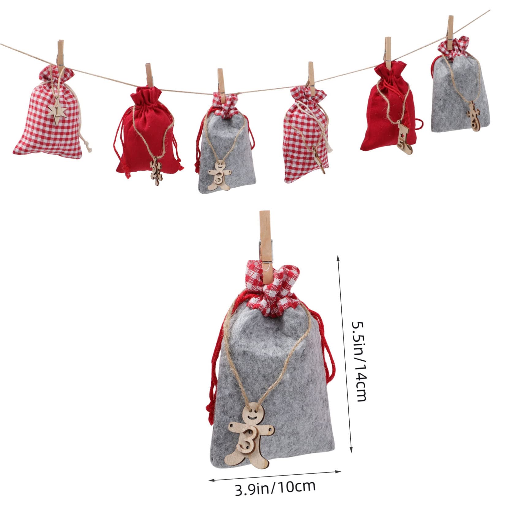 Adventskalender Säckchen mit Kordelzug Geschenktüten für Weihnachtsgeschenkbehälter Aufbewahrungstüten für Geschenke
