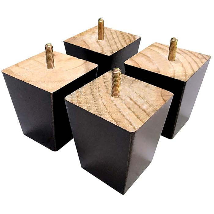 Buy Wooden Solid Wood Square Furniture Legs 6 Inch Set of 4 MidCentury