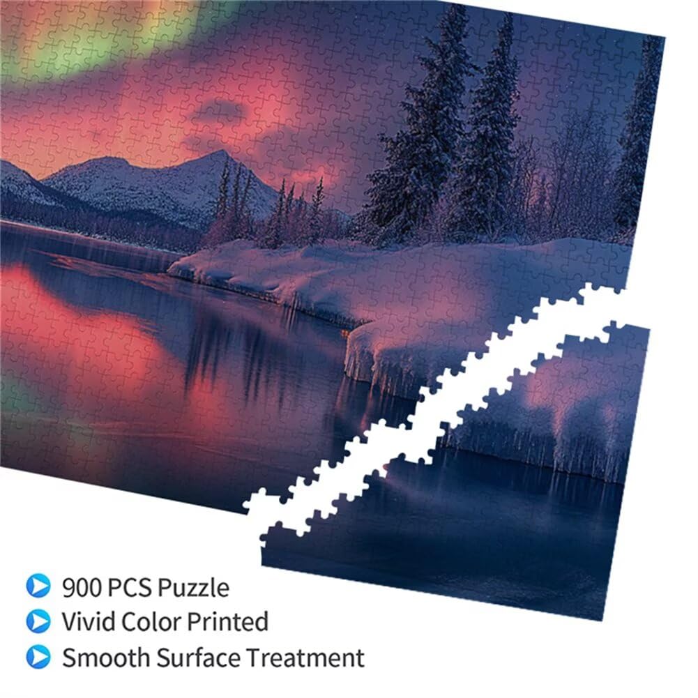 Puzzle Paysage 900 Pieces Laser Puzzle Adultes 87 x 34 cm DIY Difficile Classiques Jigsaw Panoramique, Adulte Jeu éducatif, 2025 Bois Jigsaw Art Impossible Famille Challenge, Cadeau pour Femme B-2
