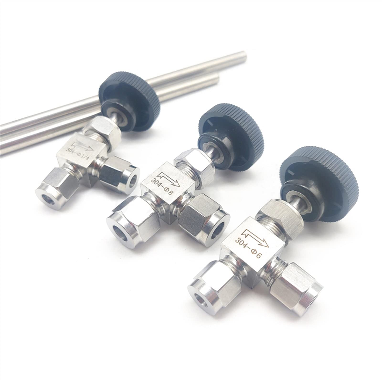Vanne à pointeau double virole à angle droit en acier inoxydable 304