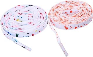 PartyKindom 2pairs Fabric Stylish Sports Laces for Sneakers Unique Paint Splatter Design Versatile for Men and Women for Casual and Athletic Shoes