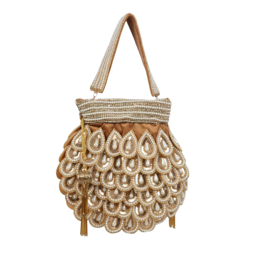 Brown Velvet Embellished Women Potli-image-23