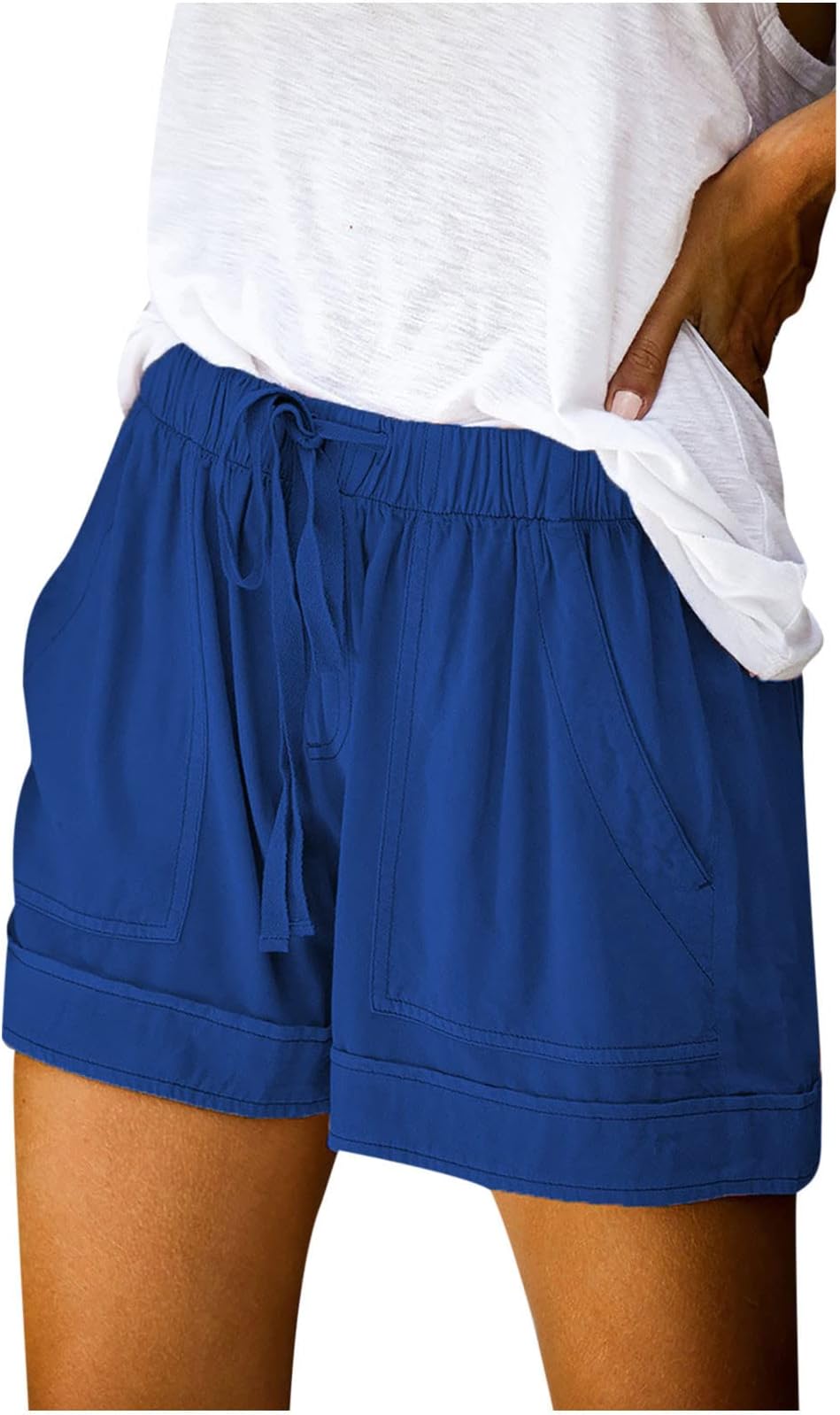 ZDRZKSummer Shorts for Women 2024 Drawstring High Elastic Waisted Shorts Work Office Casual Shorts Pants with Plus Size
