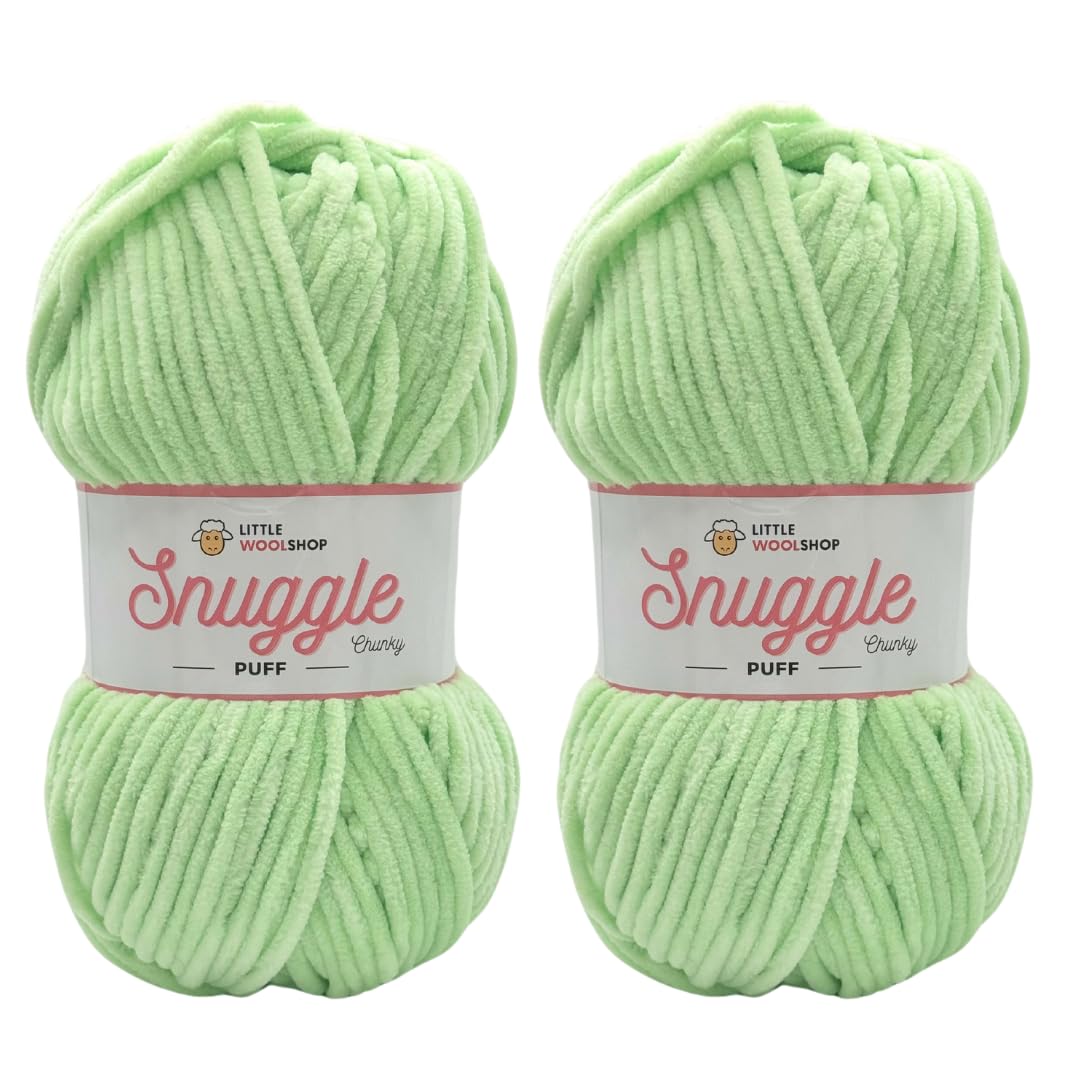 LittleWoolShop Snuggle Puff Chunky Chenille Yarn 100g - 100% Supersoft Polyester (Peppermint Twist 210, Pack of 2) — image 1