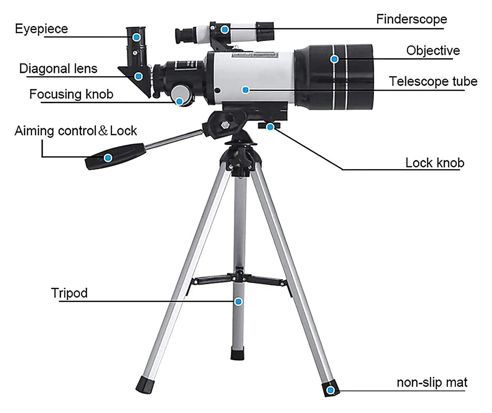 LYGXWJFC dla początkujących, szerokokątny monokularowy teleskop astronomiczny 150X do obserwacji Księżyca, lornetka startowa ze stojakiem i Smartpho