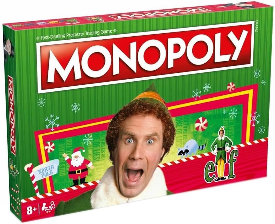 Winning Moves Elf Monopoly Board Game, Choose your festive token and advance to Santa's Workshop and Empire State Building, Save Christmas and reap the rewards, for ages 8 plus