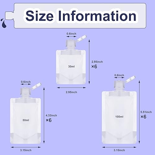 Miniatura 2 de Outus 18 bolsas de viaje para artículos de tocador, contenedores portátiles de tamaño de viaje, contenedores líquidos, a prueba de fugas, bolsa de