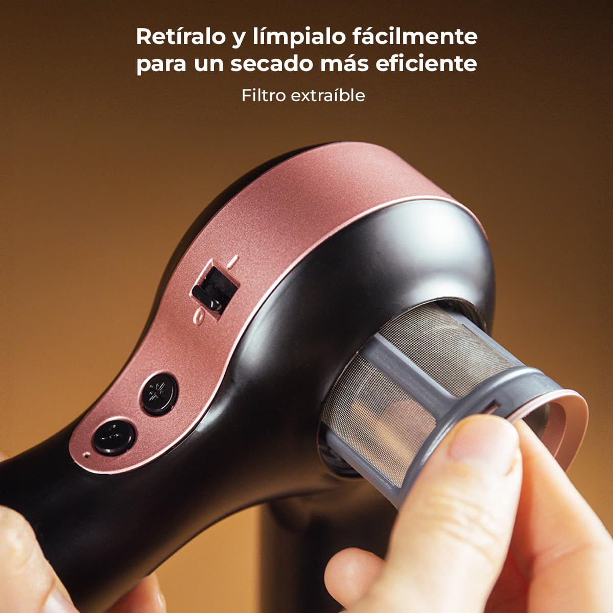 Cecotec Secador de Pelo Iones - 6 Accesorios - DryGlam Waves 6in1 Sensor Black. 1400W, 110000rpm, Tecnología de Sensor de Distancia, Triple Protección Calor, Memoria, 3 Velocidades y 5 Temperaturas